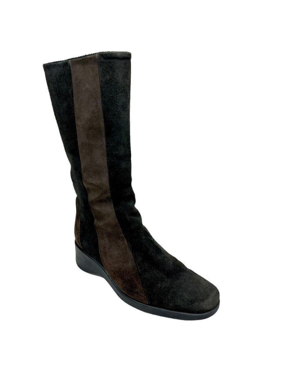 Aquatalia Two-Tone Brown Suede Weatherproof Wedge Boots 6.5 - Picture 2 of 12